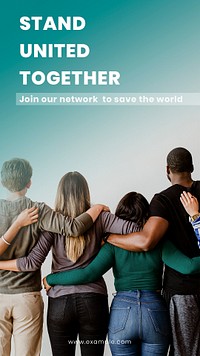 Stand united together join our network to save the world social banner template mockup