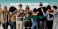 Stand united together join our network to save the world social banner template mockup