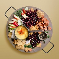 Snack platter on beige background, food photography