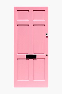 Pink panel door, home exterior illustration psd