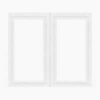 White double casement window, home exterior illustration psd