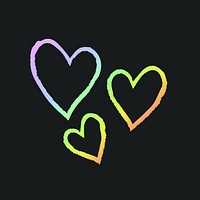 Rainbow holographic heart element vector in hand drawn style