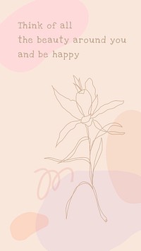 Instagram story template psd with quote and flower