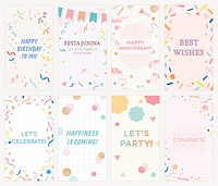 Festive confetti Instagram story template, colorful celebration psd set