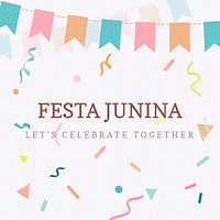 Celebration Instagram post template psd, festive and colorful bunting