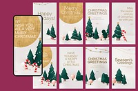 Christmas greetings story template set psd