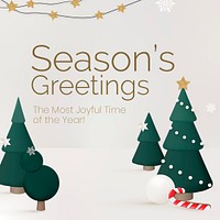 Merry Christmas social media template, season’s greetings psd