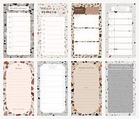 Daily planner template, terrazzo background, aesthetic Instagram post, psd