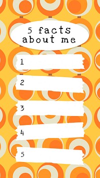 Instagram story template psd, 5 facts about me, editable design for increased engagement