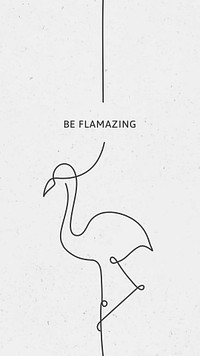 Minimal flamingo mobile wallpaper template psd, be flamazing