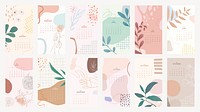 Pastel floral & botanical yearly calendar  editable psd template set