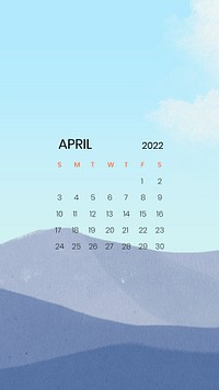 Mountain abstract April monthly calendar iPhone wallpaper psd