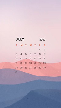 Mountain July monthly calendar iPhone wallpaper psd