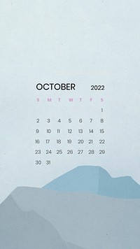 Mountain October monthly calendar iPhone wallpaper psd