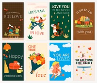 Valentine’s celebration Instagram story template, cute doodle illustrations and quote psd set