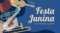 Latin music festival banner template, retro instrument design psd