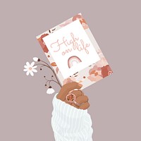 Feminine Instagram post template psd, motivational quote high on life with feminine illustration