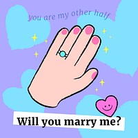 Cute doodle engagement proposal, will you marry me? for Instagram post