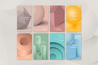 Aesthetic geometric Instagram story template, inspirational quote psd set