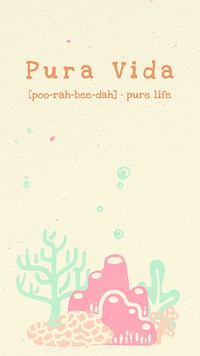 Ocean story template, pura vida, marine creature design psd in pastel colors