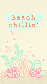 Summer story template, Beach Chillin’, marine creature design psd in pastel colors