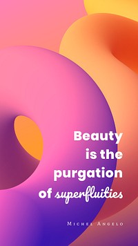 3D fluid phone wallpaper template, pink abstract with inspirational quote psd