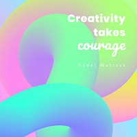 3D liquid Instagram post template, blue abstract with inspirational quote psd