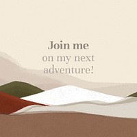 Travel Instagram post template, aesthetic landscape illustration psd