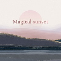Magical sunset Instagram post, aesthetic landscape illustration