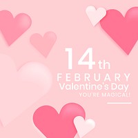 Love quotes Facebook post template, Valentine cute design psd