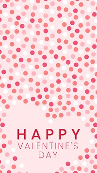 Happy Valentine's Day mobile wallpaper template psd, cute heart background.