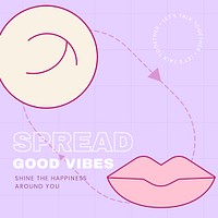 Spread good vibes quote template, mental health social media post psd