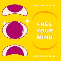 Free your mind quote template, mental health social media post psd