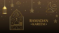 Aesthetic Ramadan Kareem background, golden line art