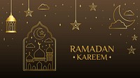 Ramadan Kareem template desktop wallpaper, luxurious line art psd