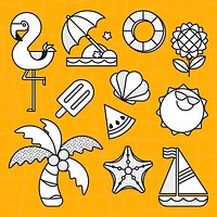 Tropical beach doodle clipart design vector set