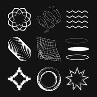 Geometric shape collage element, black and white design set vector