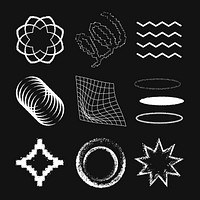 Abstract shape collage element, black and white design set psd