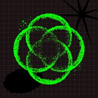 Cyberpunk circles collage element, green overlapping shape vector