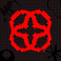 Abstract star clipart, red cyberpunk design