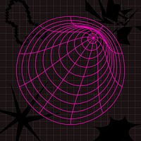 Wireframe shape clipart, pink grid pattern, retro futurism design