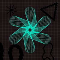 Cyberpunk asterisk collage element, wireframe shape vector