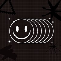 Cyberpunk smiling face collage element, grunge, funky design psd