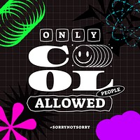 Neon party Instagram ad template, 90s style vector