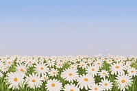 Aesthetic landscape background, colorful Daisy flower field design psd