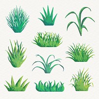 Grass clipart, aesthetic nature design psd set