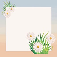 Aesthetic Daisy flower frame background, colorful gradient design psd