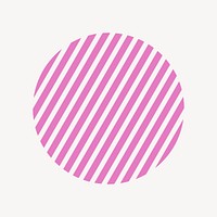 Striped circle sticker, geometric shape with pattern vector