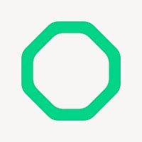 Green octagon sticker, outline geometric design vector