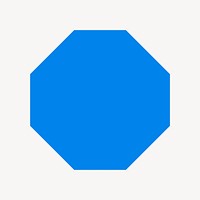 Octagon badge sticker, blue shape, flat geometric design vector